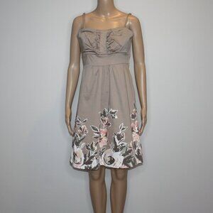 RW & Co Women's Beige Color Floral Dress with Removable Straps in size US 10